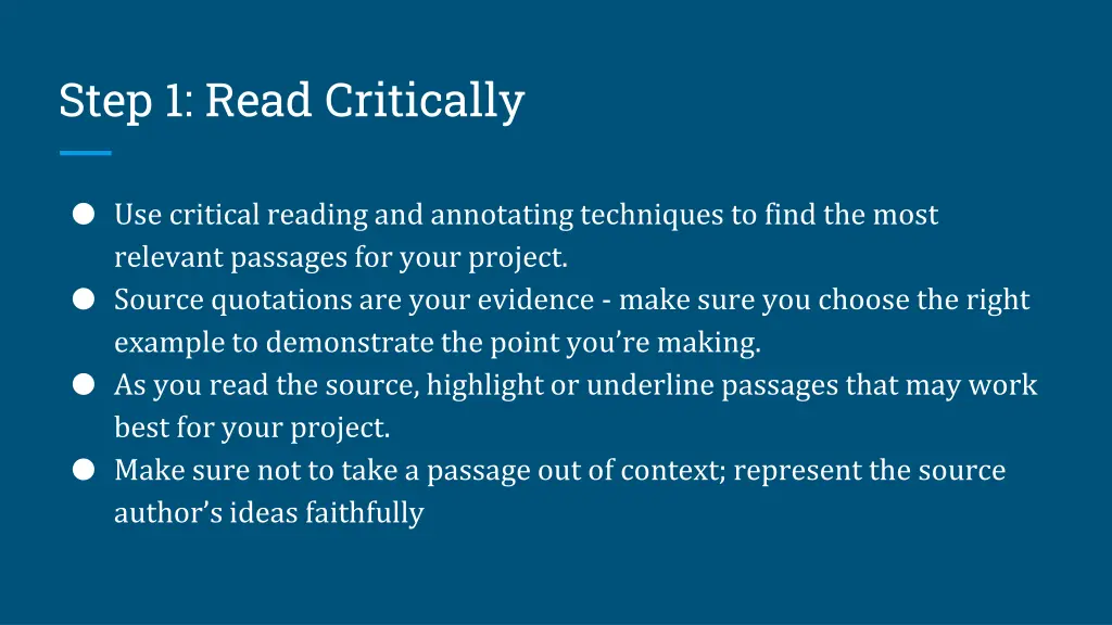 step 1 read critically