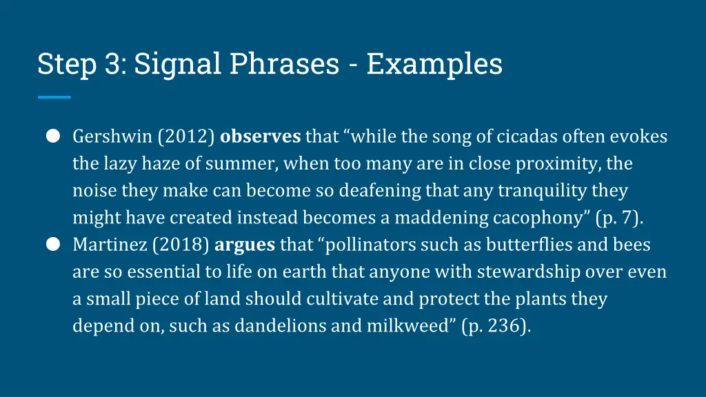 step 3 signal phrases examples