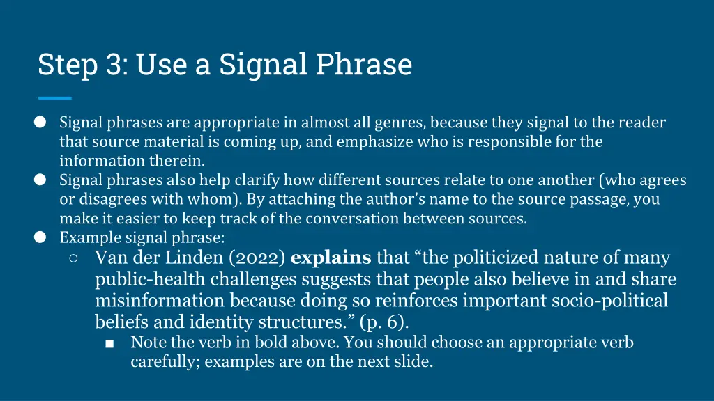 step 3 use a signal phrase