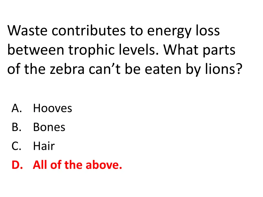 waste contributes to energy loss between trophic