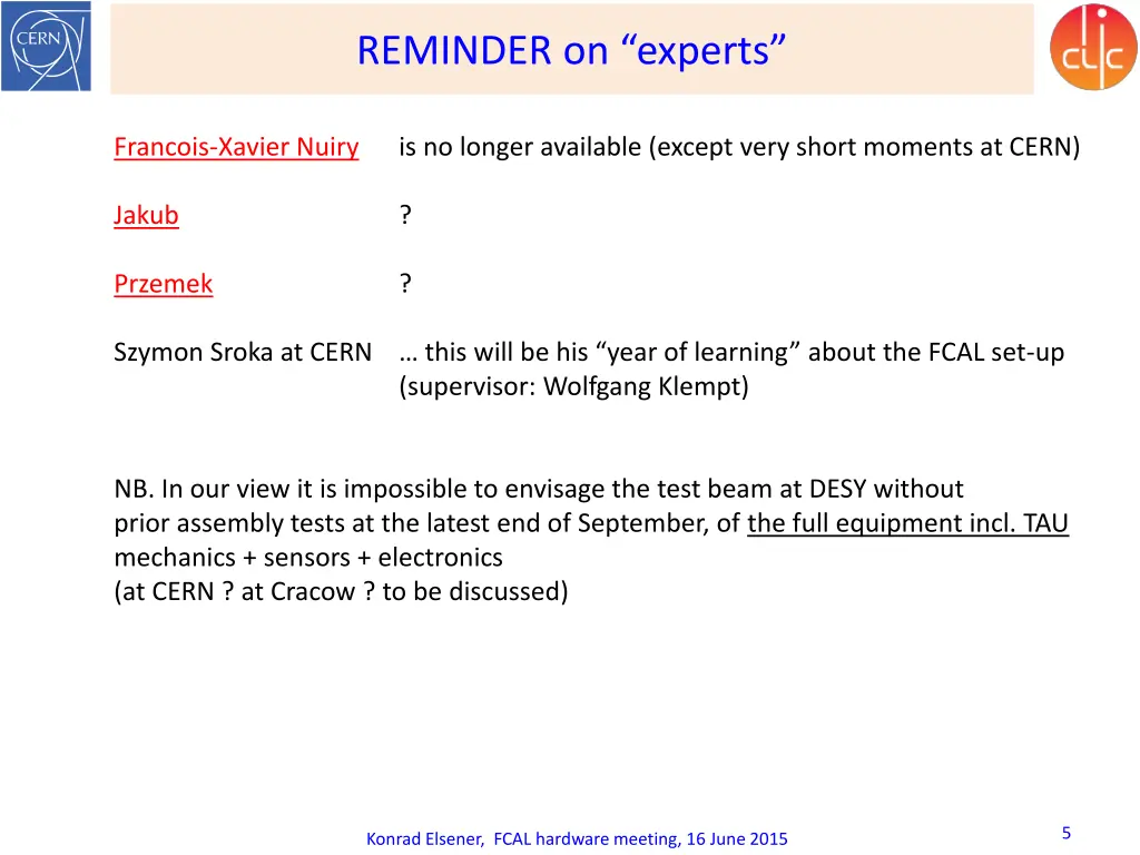 reminder on experts