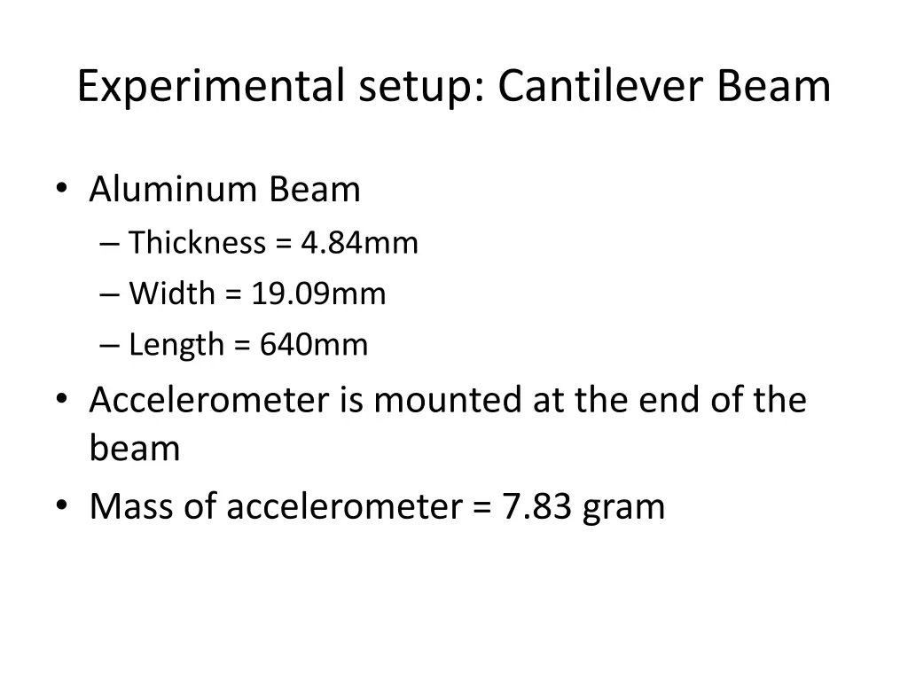 experimental setup cantilever beam