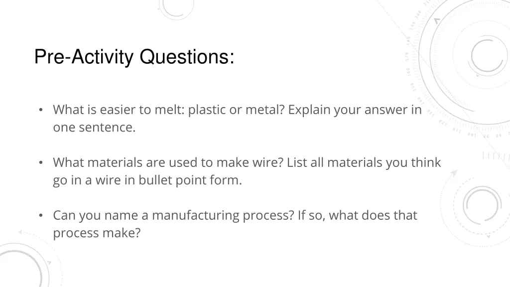 pre activity questions