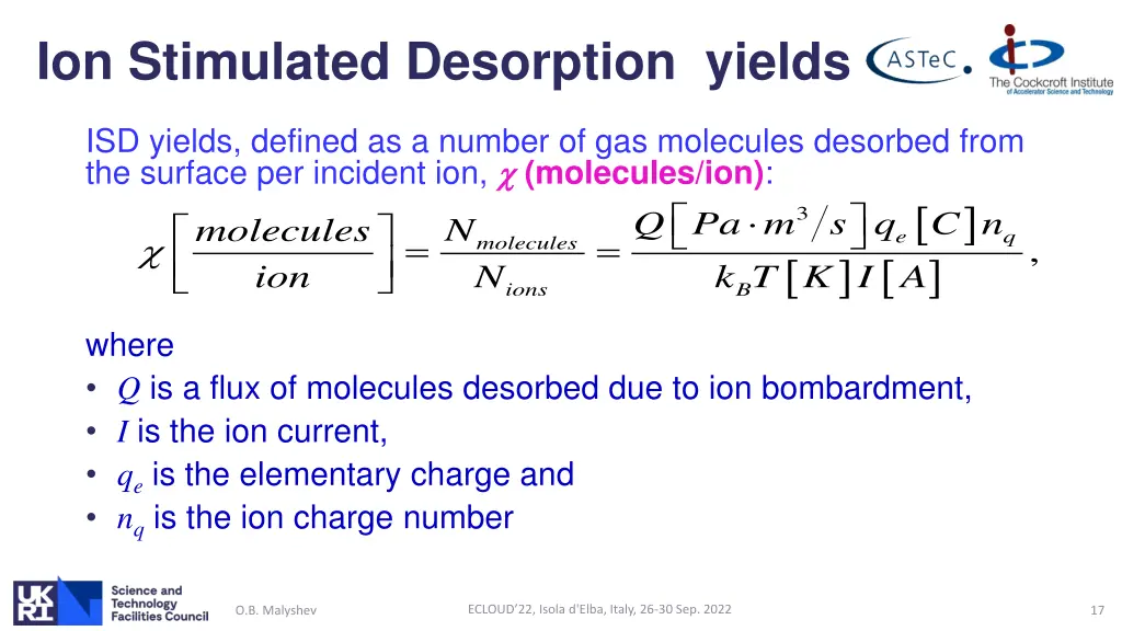 ion stimulated desorption yields