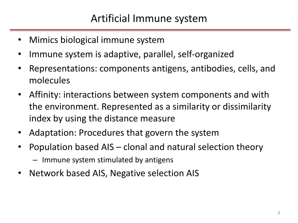 artificial immune system
