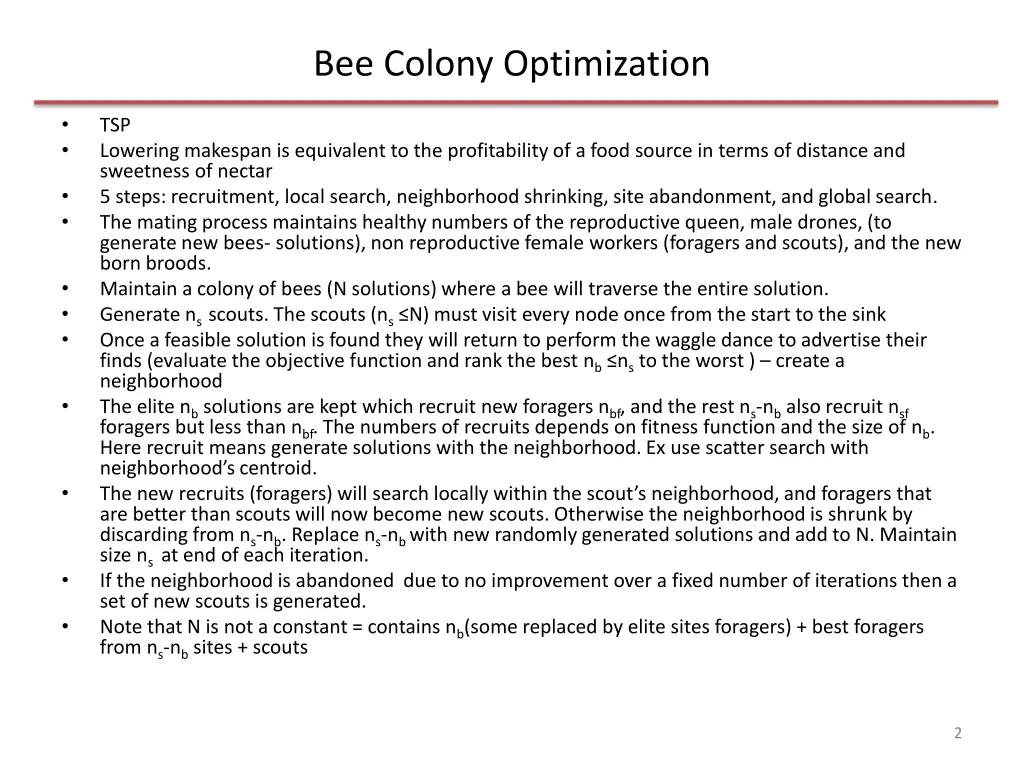 bee colony optimization