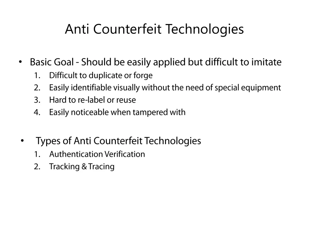 anti counterfeit technologies