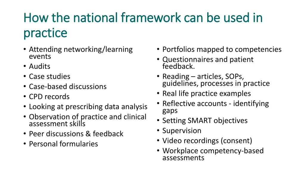 how the national framework can be used