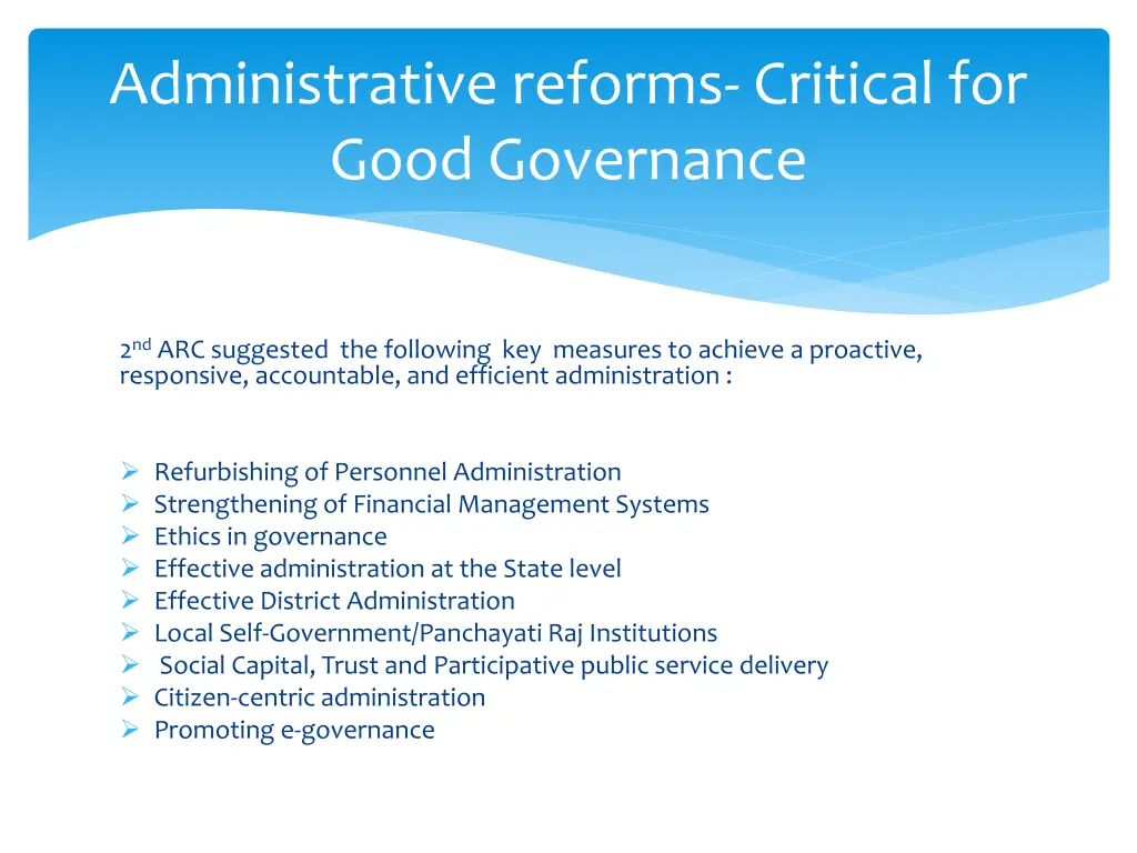 administrative reforms critical for good