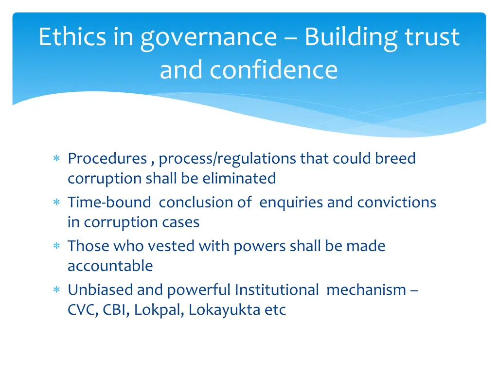 ethics in governance building trust and confidence