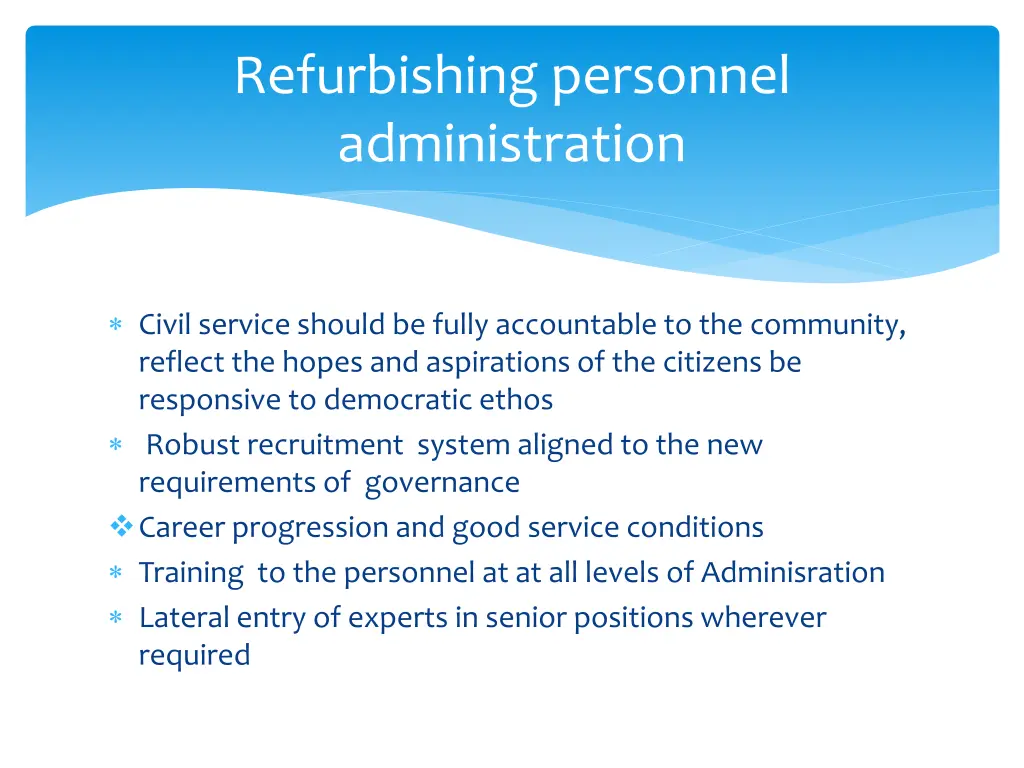 refurbishing personnel administration