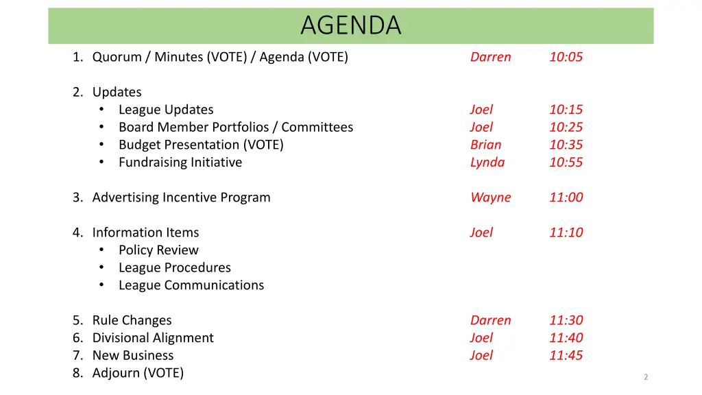 agenda
