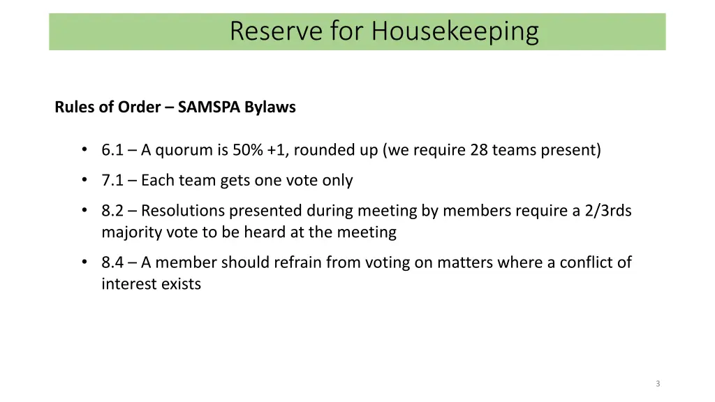 reserve for housekeeping