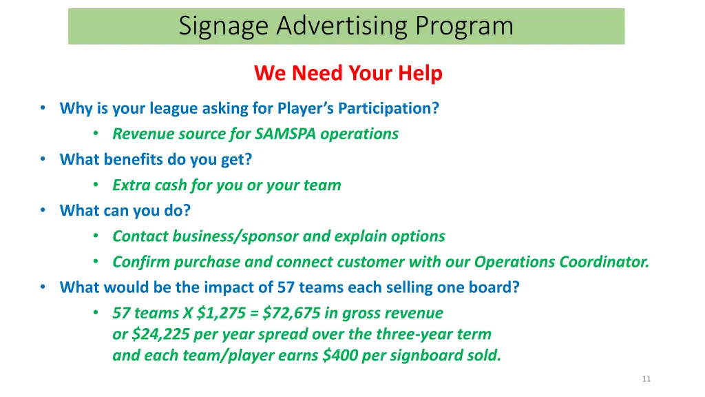 signage advertising program