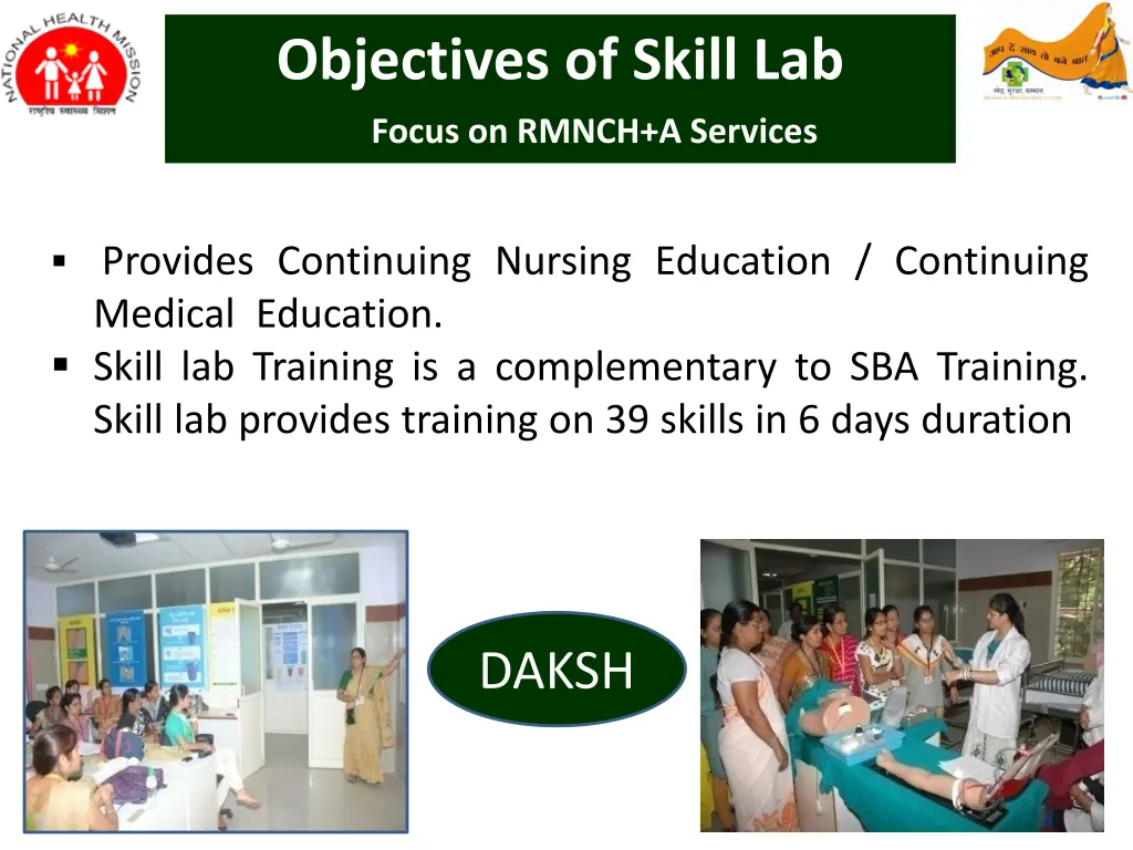 objectives of skill lab focus on rmnch a services 1