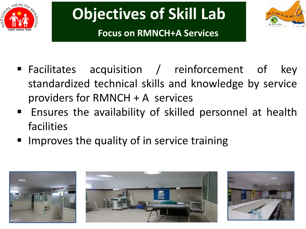 objectives of skill lab focus on rmnch a services
