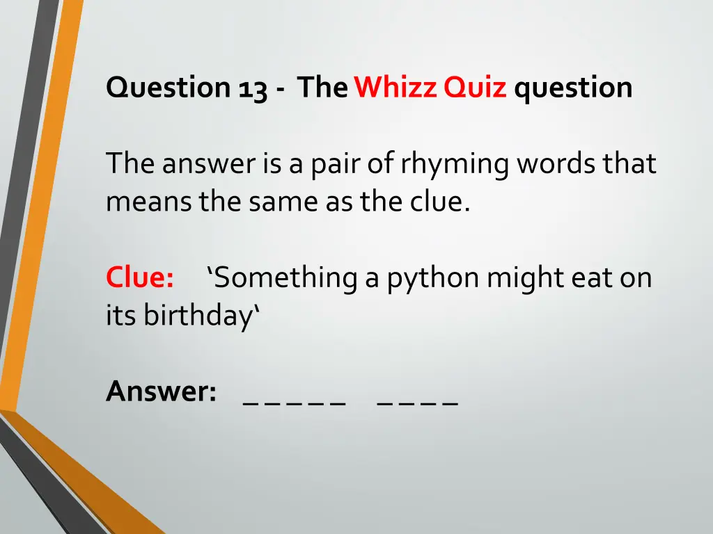 question 13 the whizz quiz question