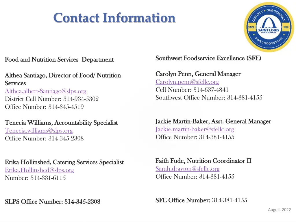 contact information