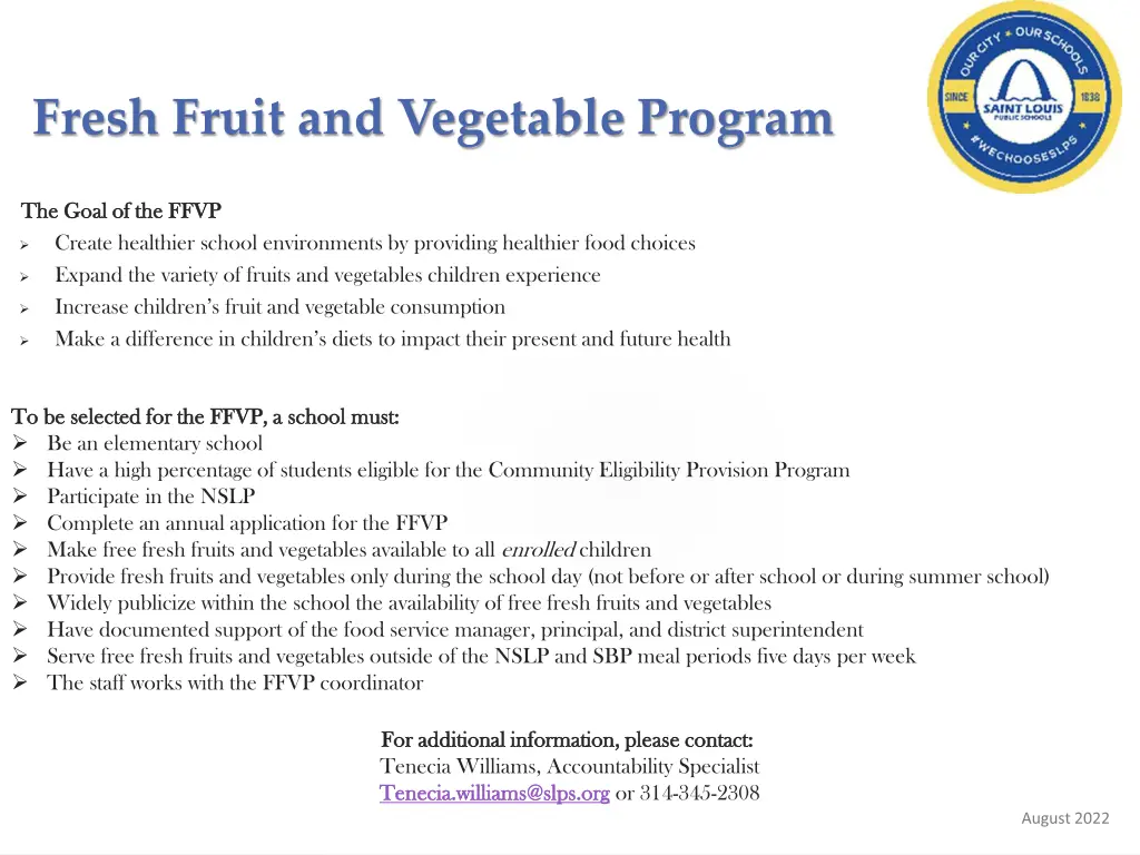 fresh fruit and vegetable program