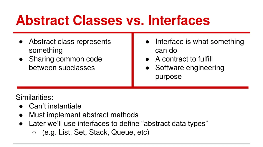 abstract classes vs interfaces