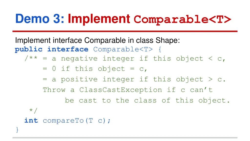 demo 3 implement comparable t