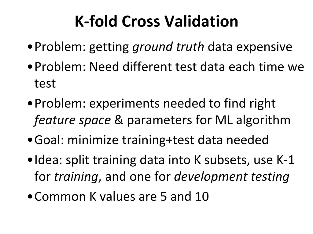 k fold cross validation