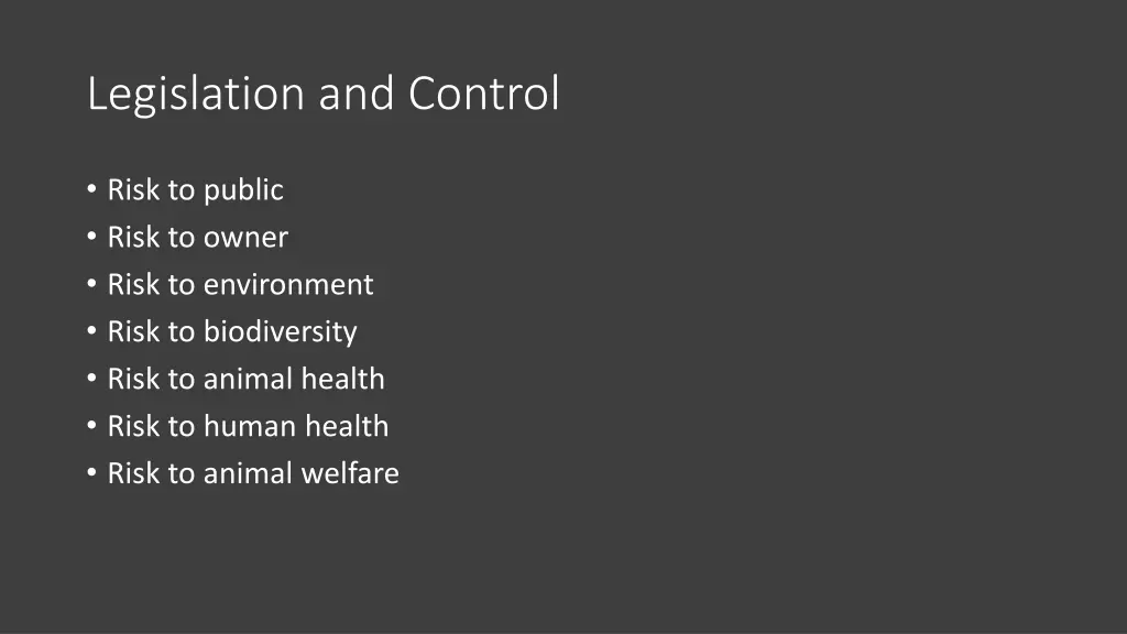 legislation and control 2