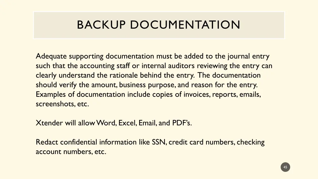 backup documentation