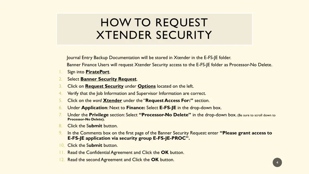 how to request xtender security