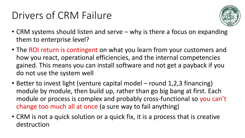 drivers of crm failure 1