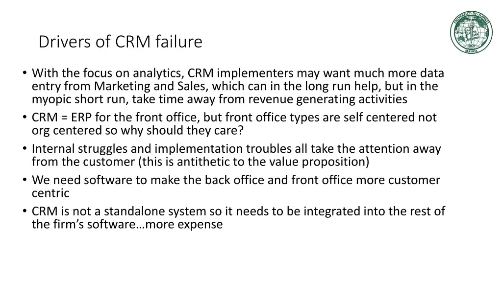 drivers of crm failure 5