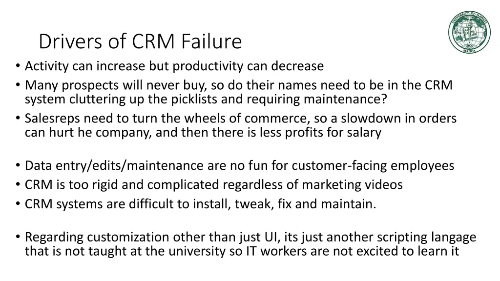drivers of crm failure activity can increase