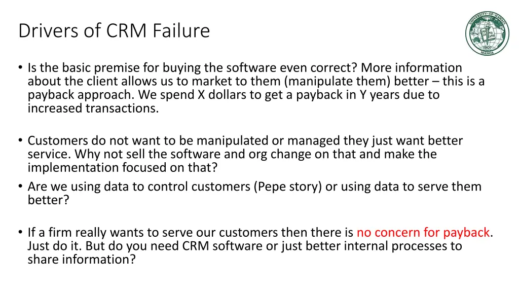 drivers of crm failure