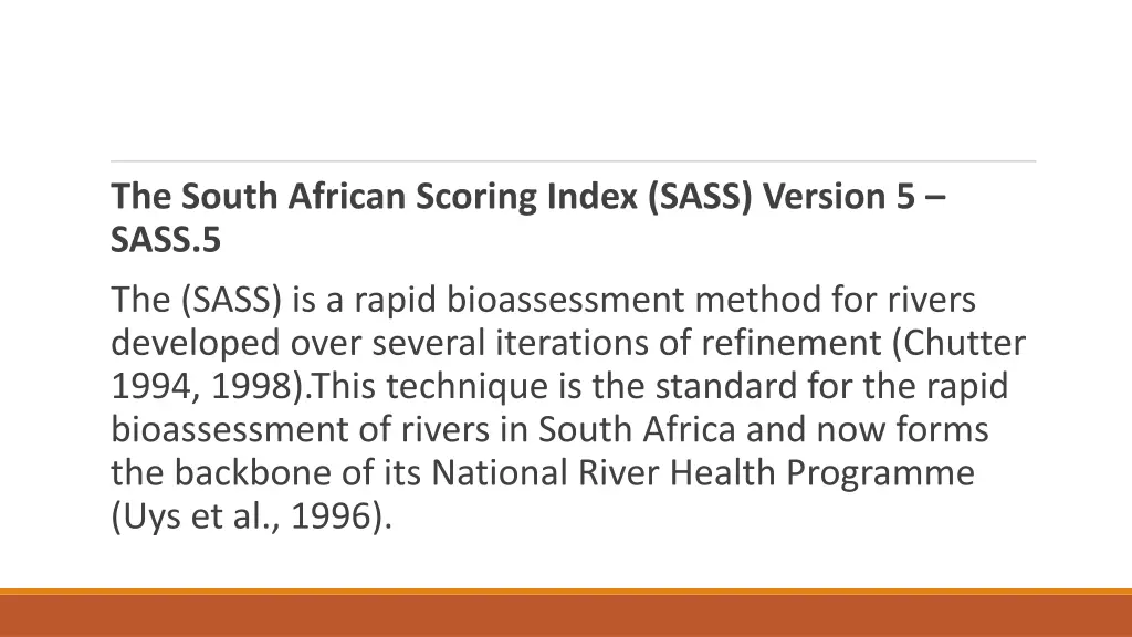 the south african scoring index sass version