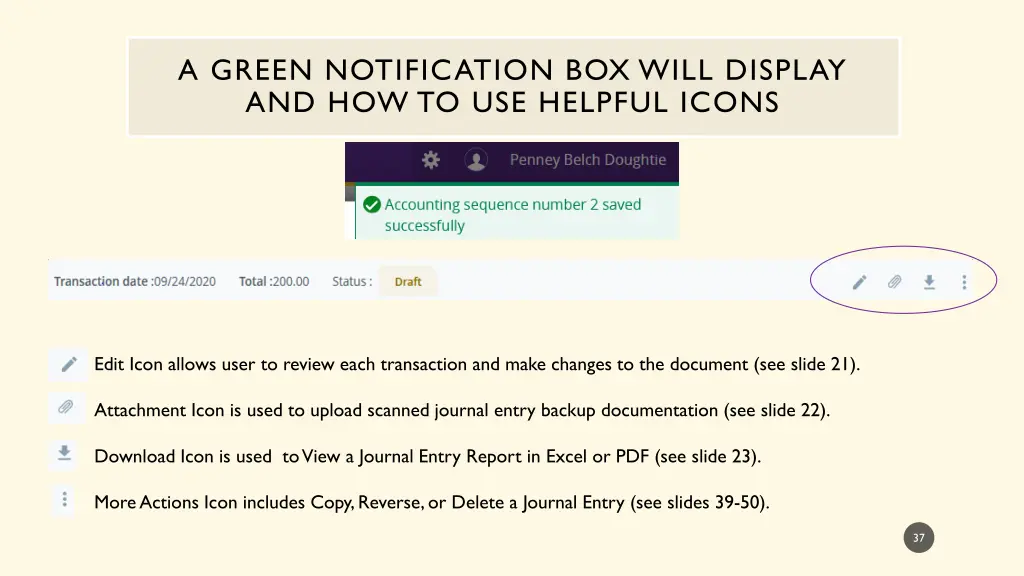 a green notification box will display 1