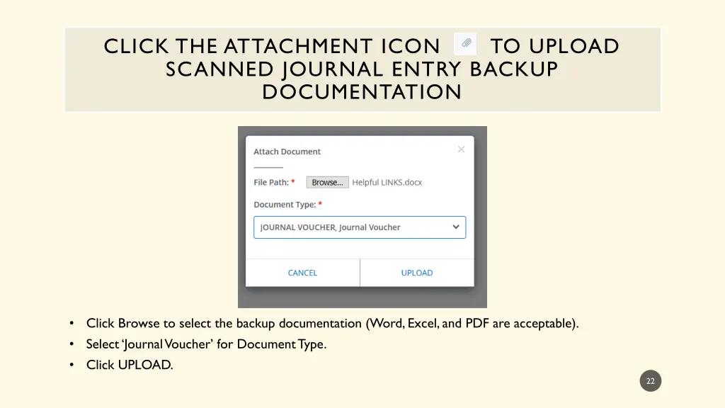 click the attachment icon to upload scanned