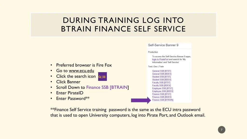 during training log into btrain finance self