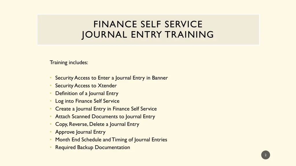 finance self service journal entry training 1