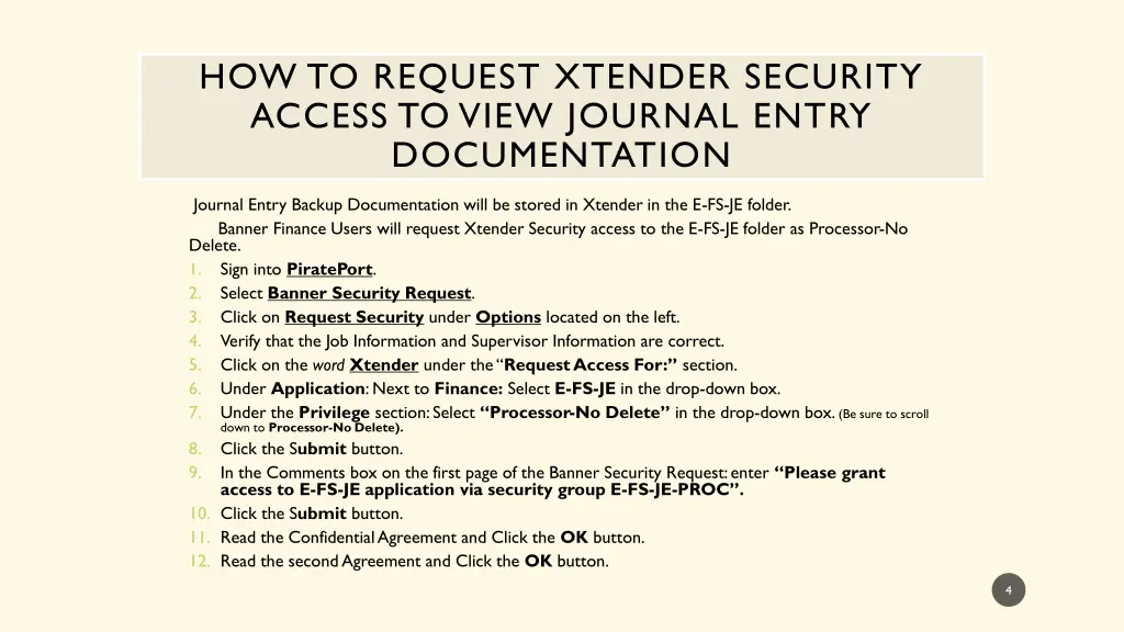 how to request xtender security access to view