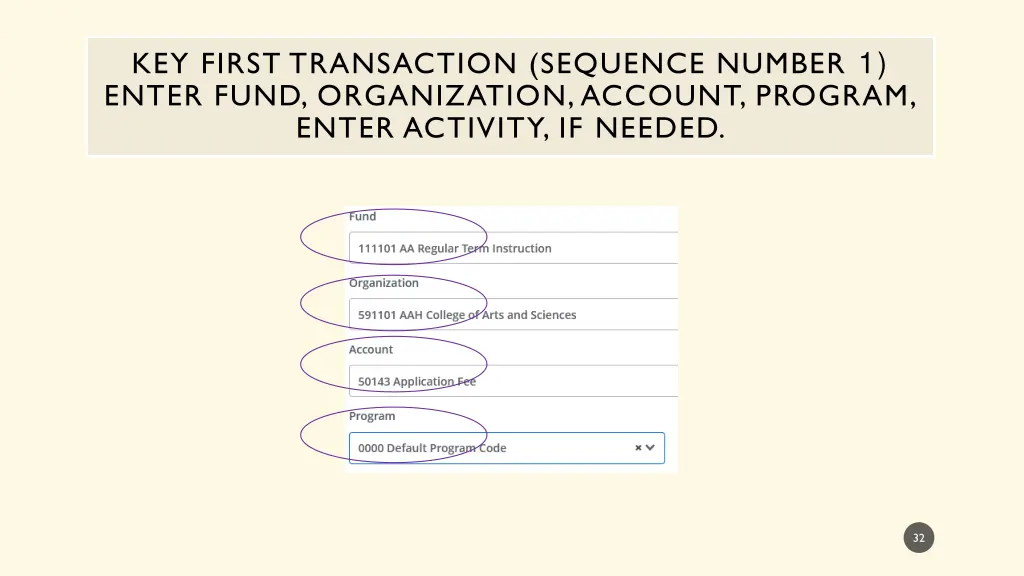 key first transaction sequence number 1 enter 1