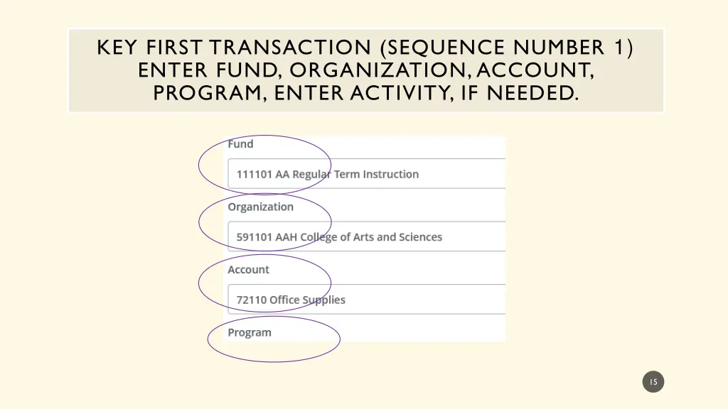key first transaction sequence number 1 enter