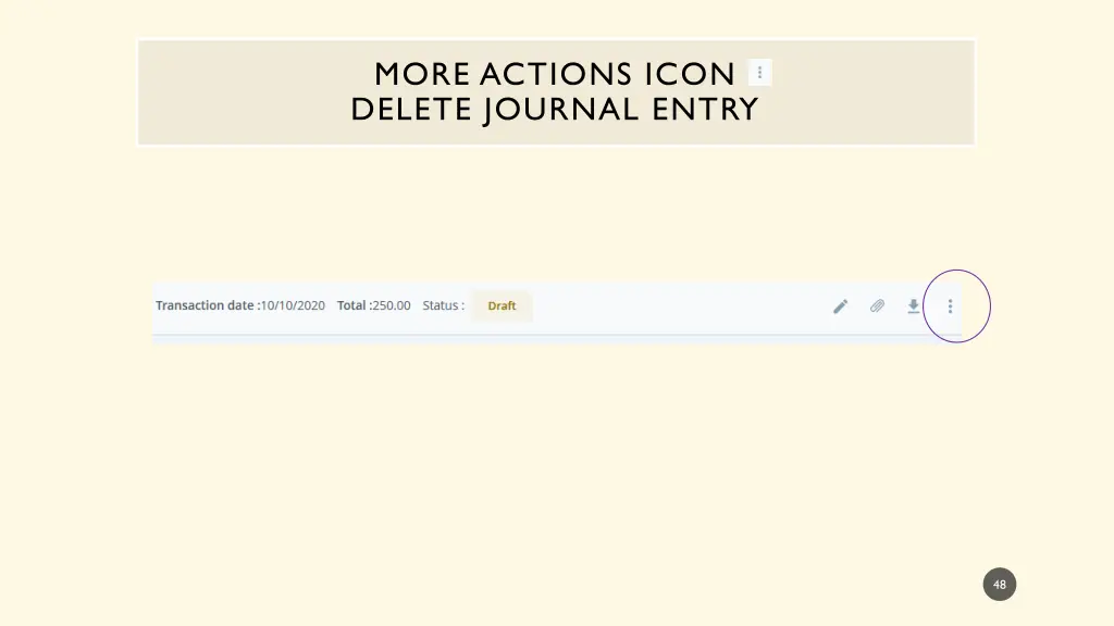 more actions icon delete journal entry