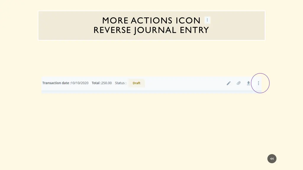 more actions icon reverse journal entry