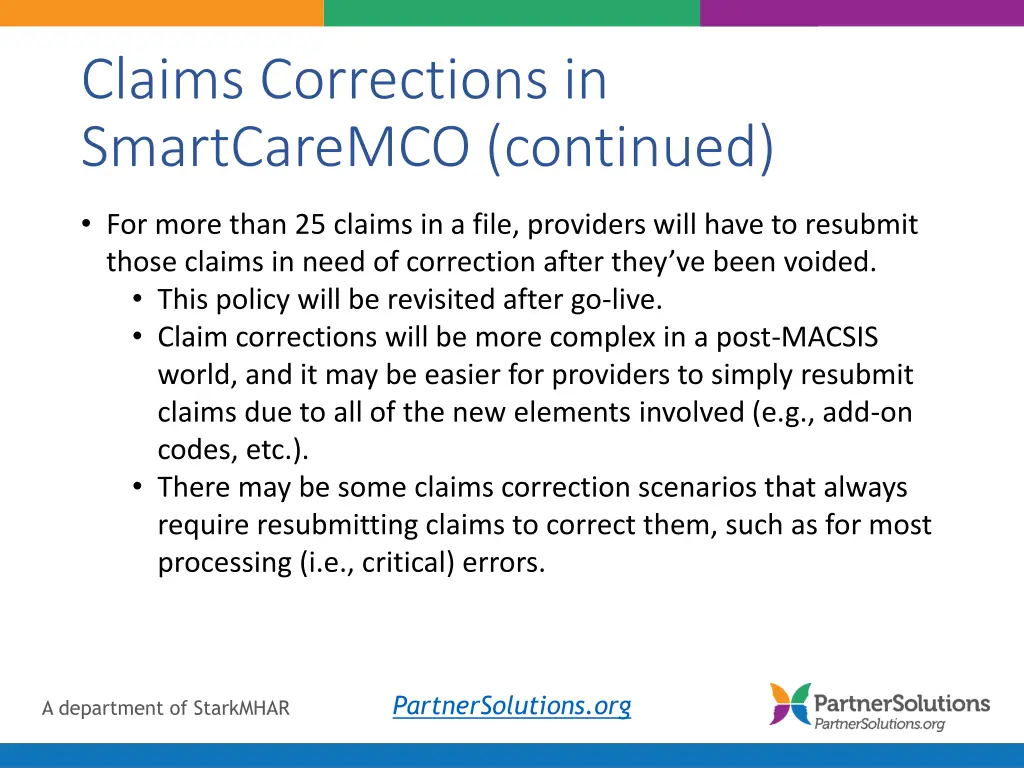 claims corrections in smartcaremco continued