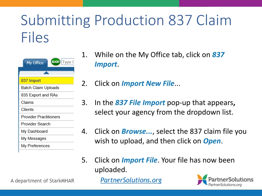submitting production 837 claim files