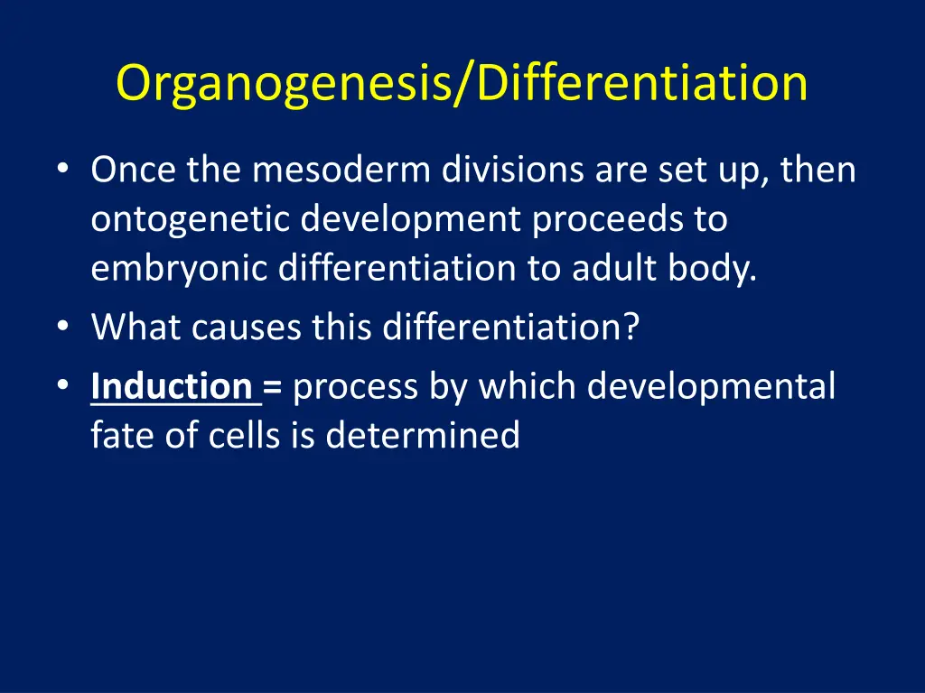 organogenesis differentiation