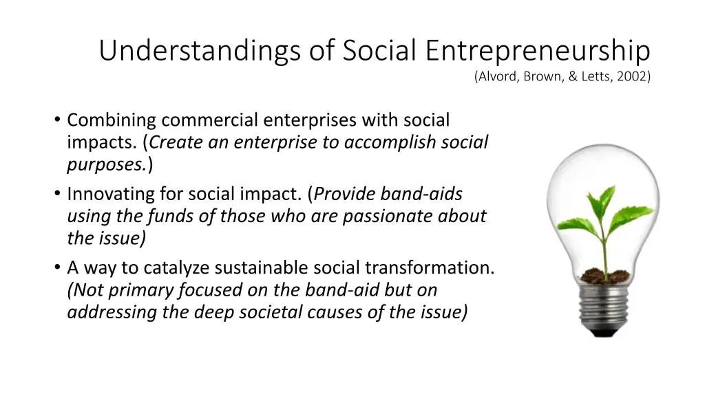 understandings of social entrepreneurship