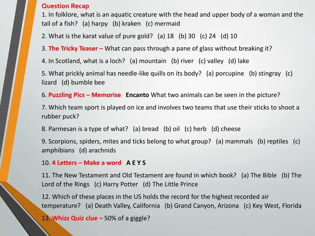 question recap 1 in folklore what is an aquatic