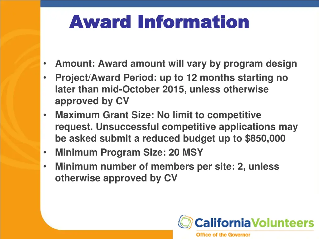 award information award information