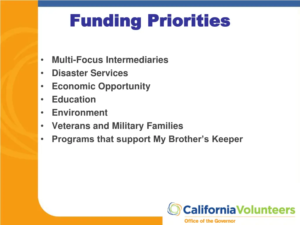 funding priorities funding priorities